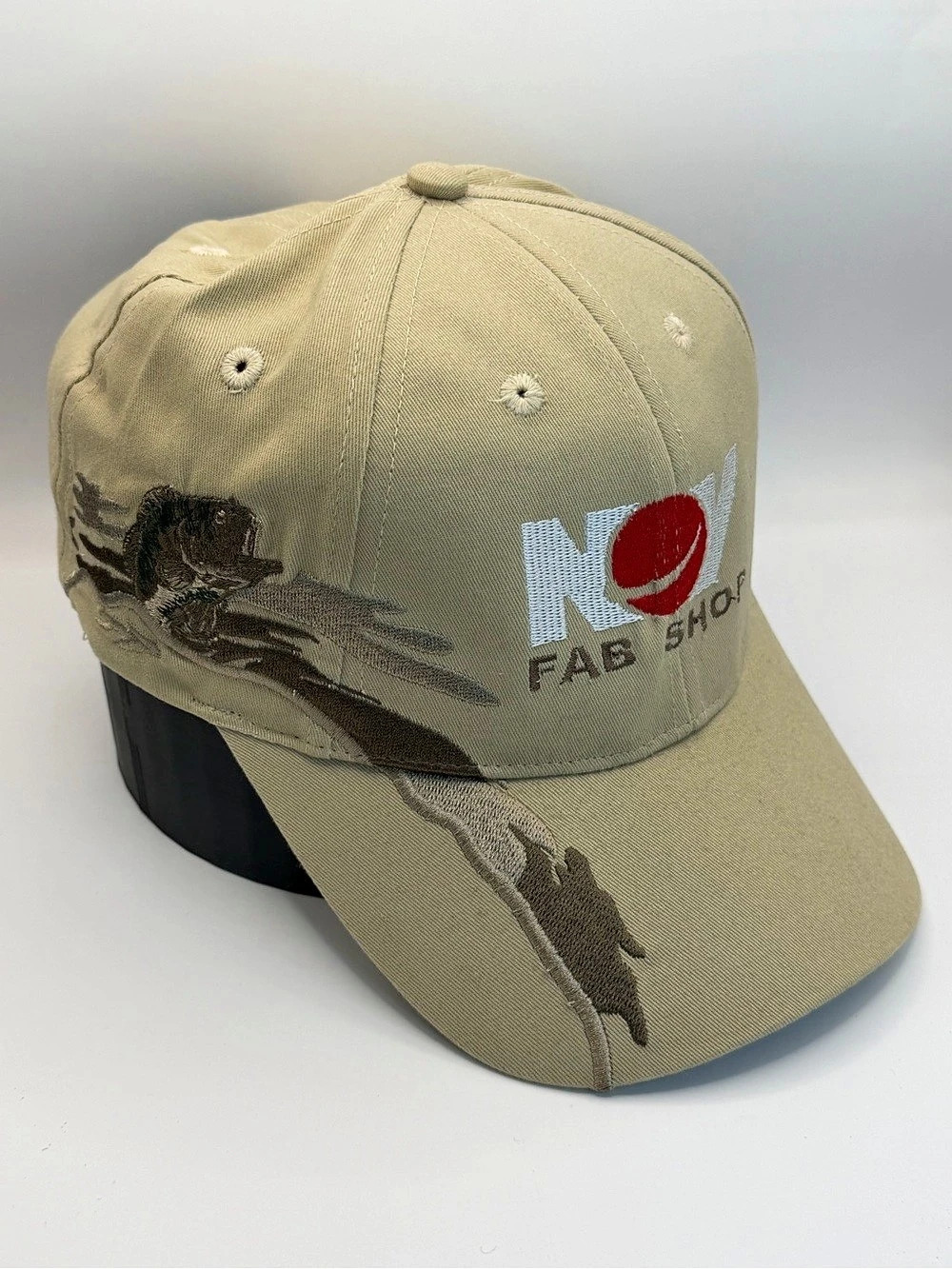 NOV Fab Shop Fishing Embroidery Snapback cap Beige & Brown
